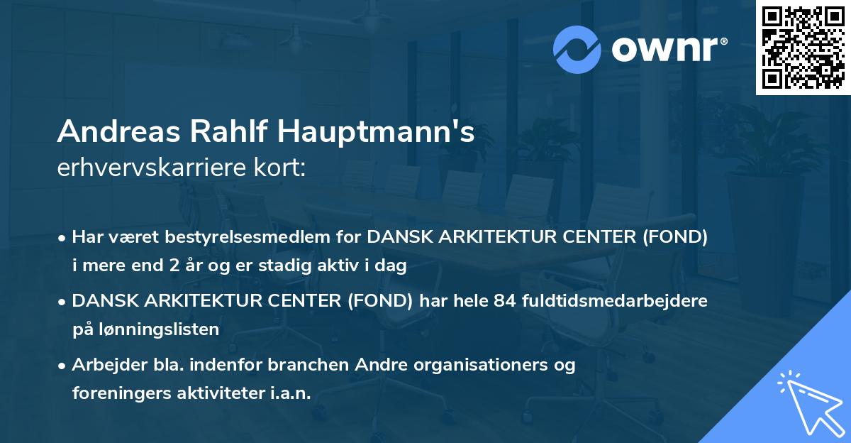 Andreas Rahlf Hauptmann's erhvervskarriere kort