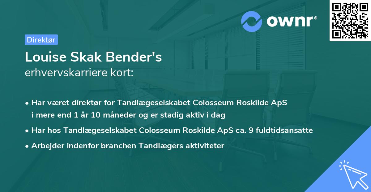 Louise Skak Bender's erhvervskarriere kort