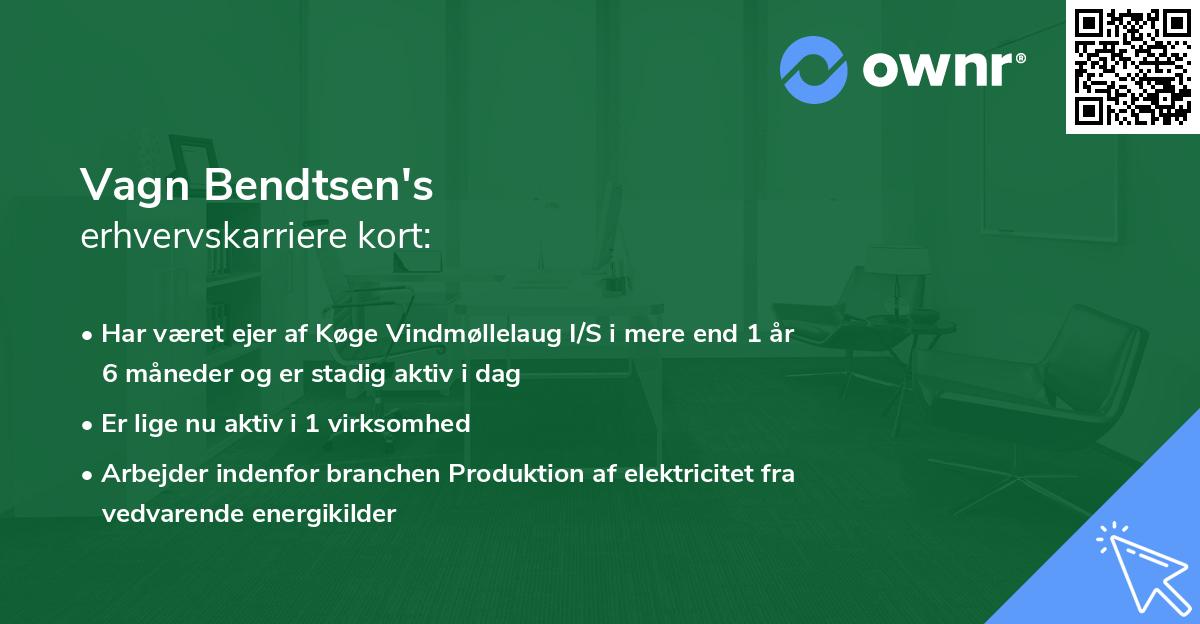 Vagn Bendtsen's erhvervskarriere kort