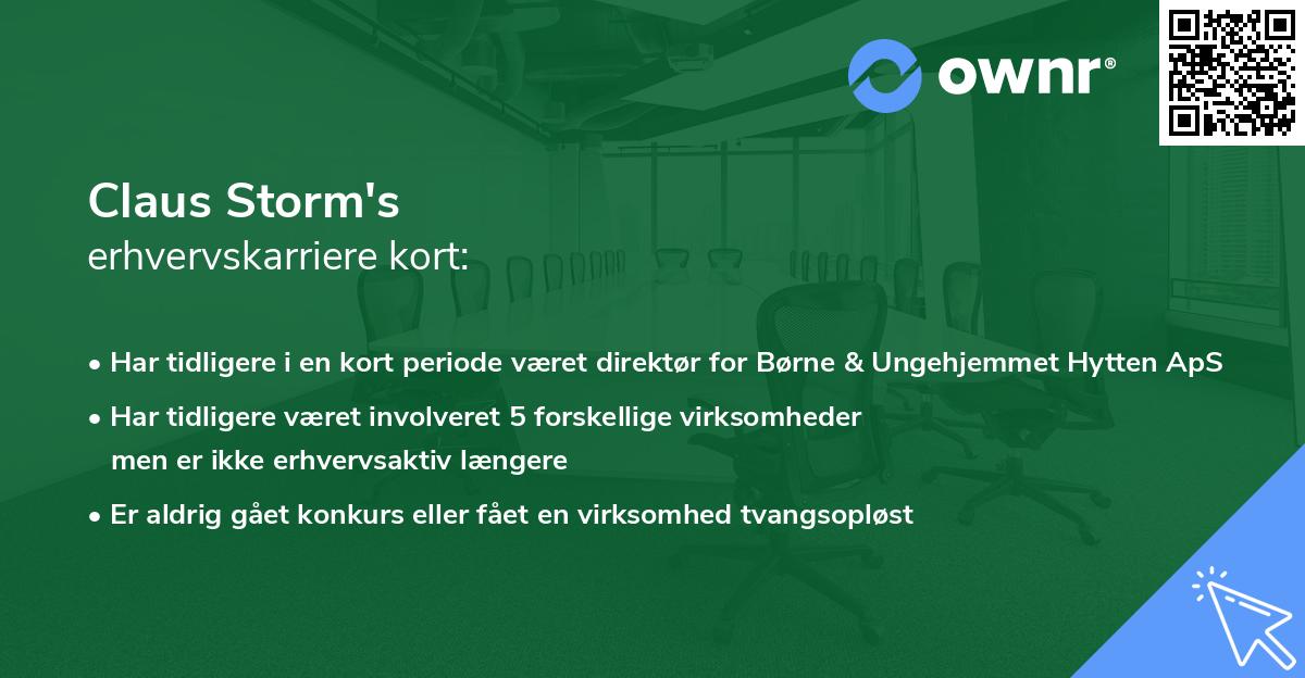 Claus Storm's erhvervskarriere kort