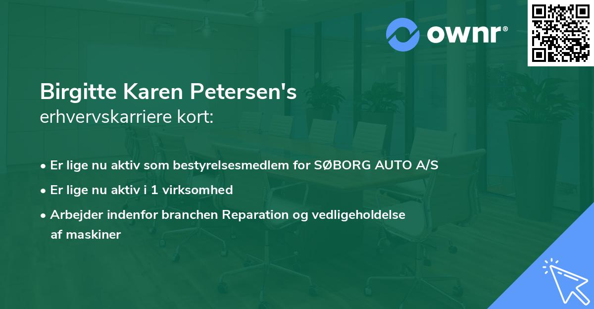 Birgitte Karen Petersen's erhvervskarriere kort