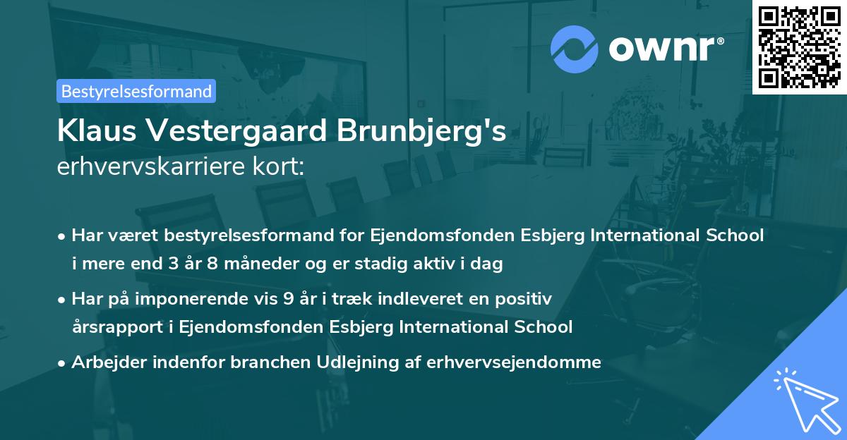 Klaus Vestergaard Brunbjerg's erhvervskarriere kort
