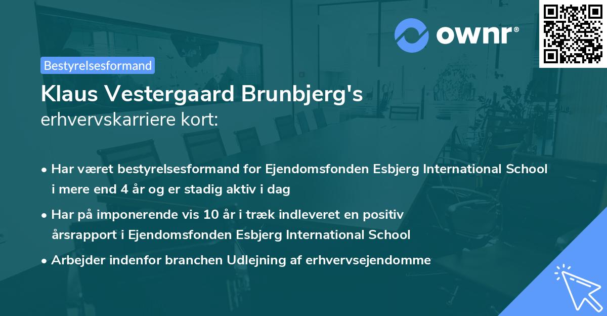 Klaus Vestergaard Brunbjerg's erhvervskarriere kort