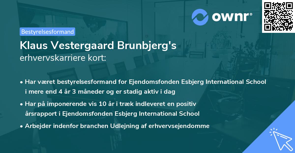 Klaus Vestergaard Brunbjerg's erhvervskarriere kort