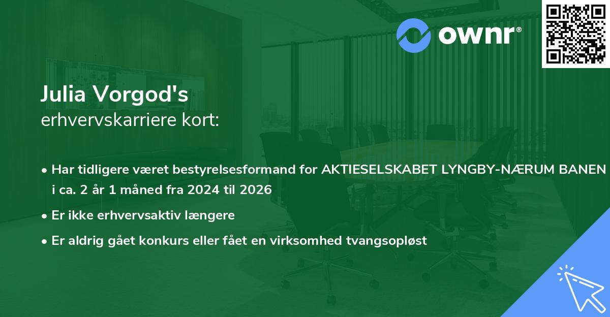 Julia Vorgod's erhvervskarriere kort