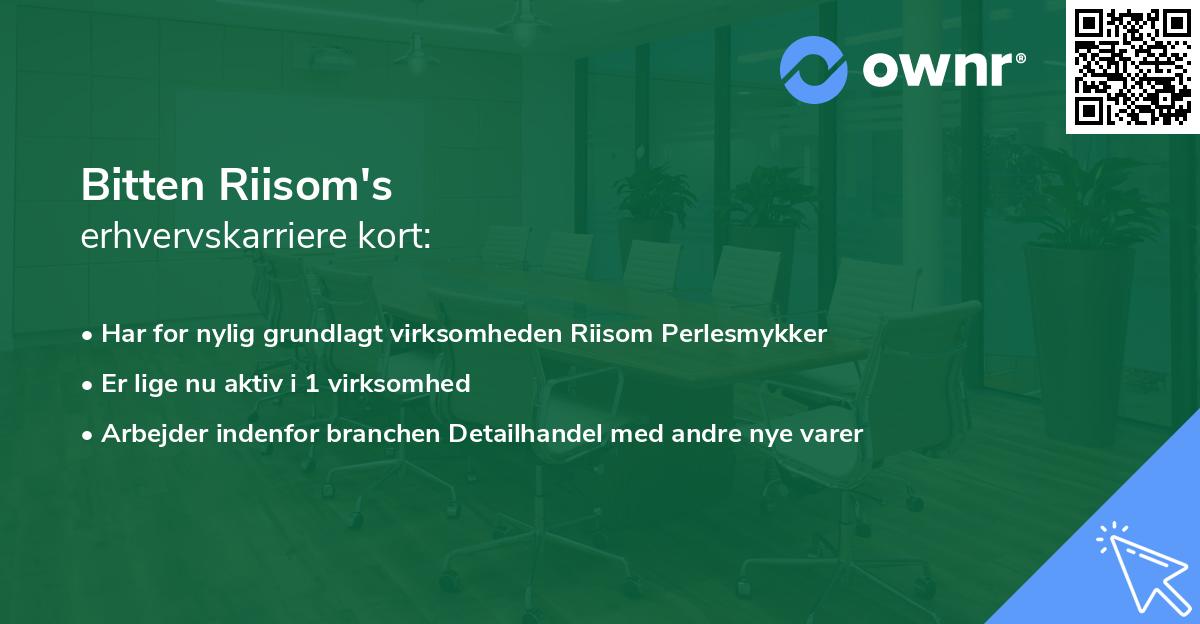 Bitten Riisom's erhvervskarriere kort