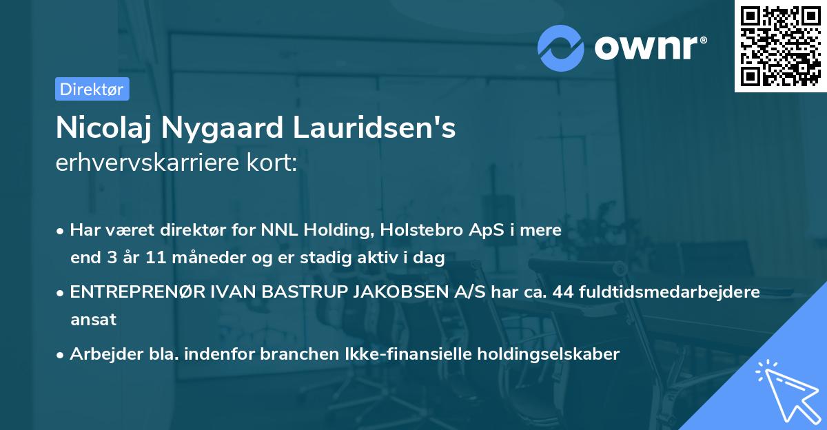 Nicolaj Nygaard Lauridsen's erhvervskarriere kort