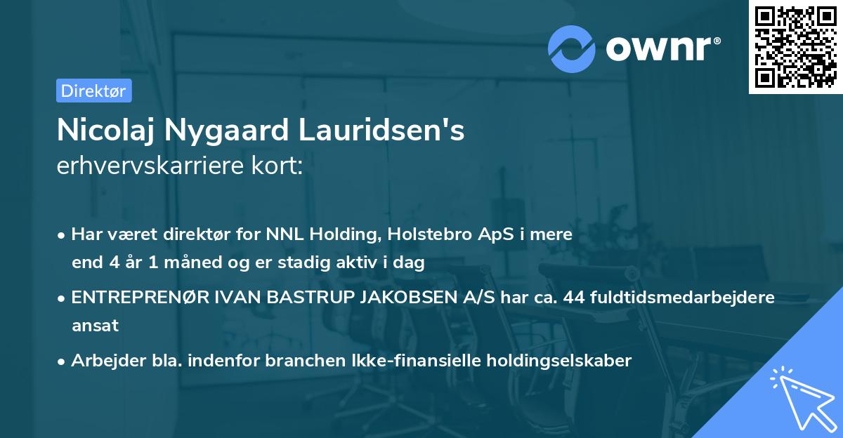 Nicolaj Nygaard Lauridsen's erhvervskarriere kort