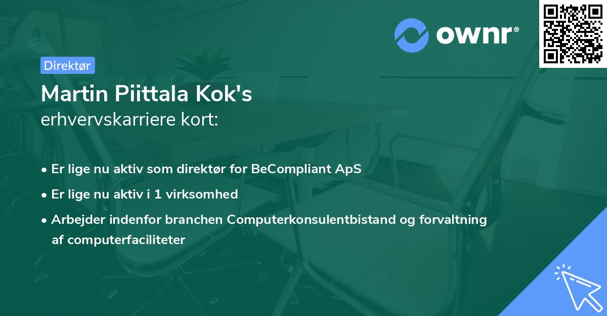 Martin Piittala Kok's erhvervskarriere kort