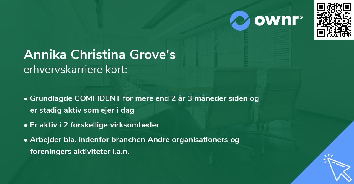 Annika Christina Grove's erhvervskarriere kort