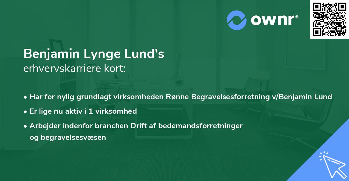 Benjamin Lynge Lund's erhvervskarriere kort