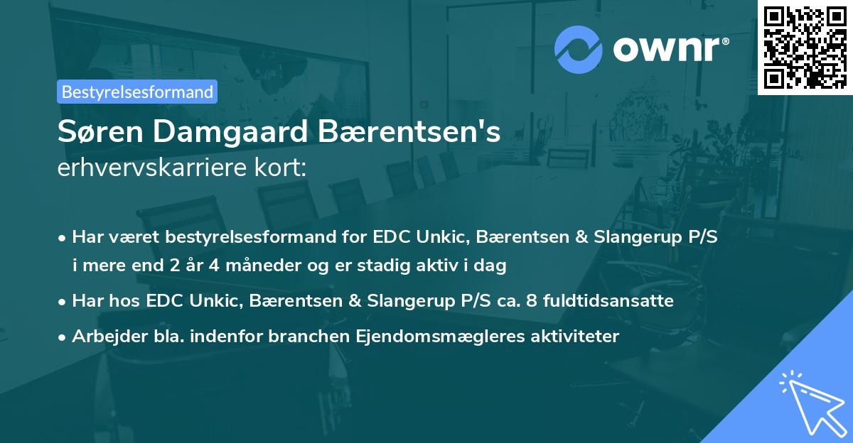 Søren Damgaard Bærentsen's erhvervskarriere kort