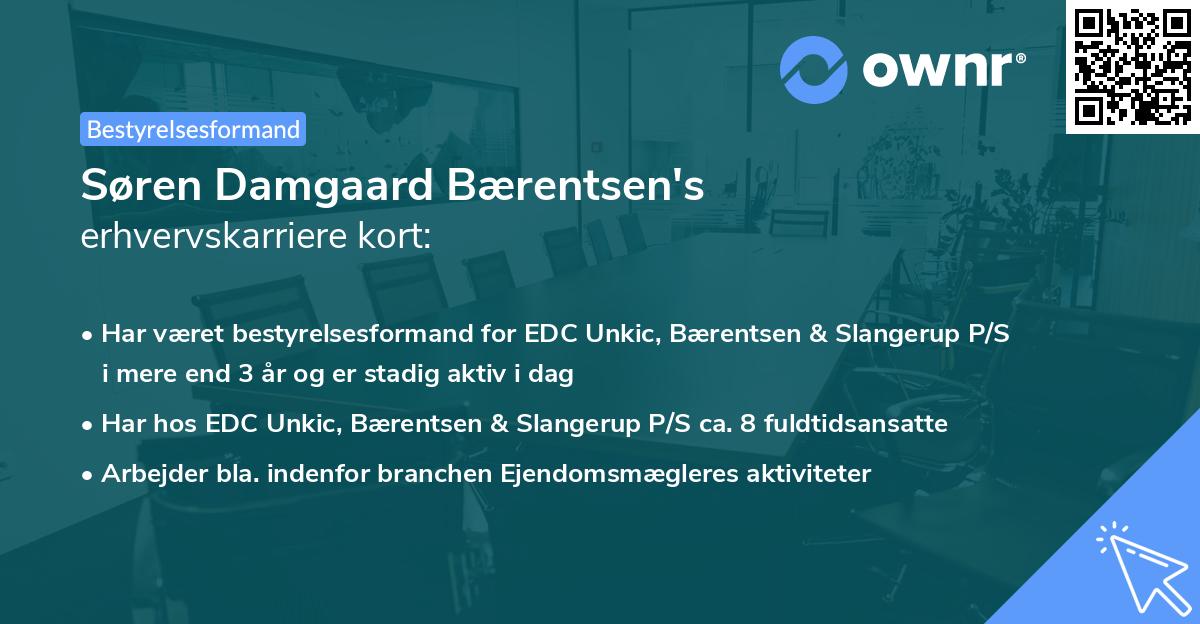 Søren Damgaard Bærentsen's erhvervskarriere kort