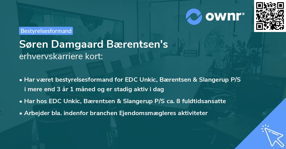 Søren Damgaard Bærentsen's erhvervskarriere kort