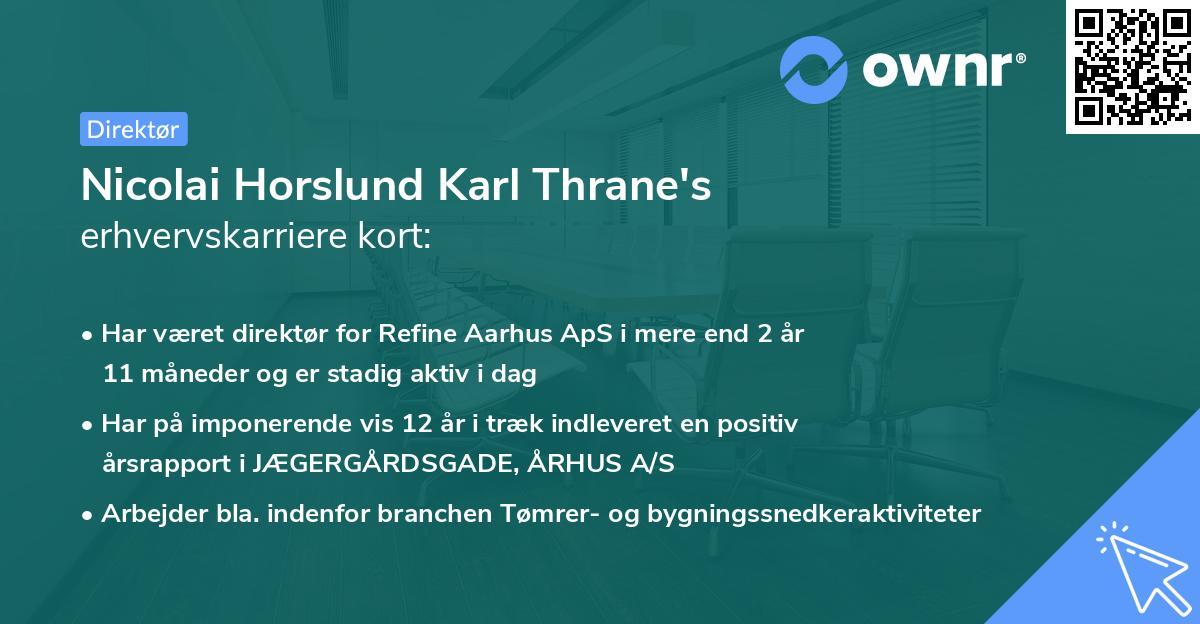 Nicolai Horslund Karl Thrane's erhvervskarriere kort