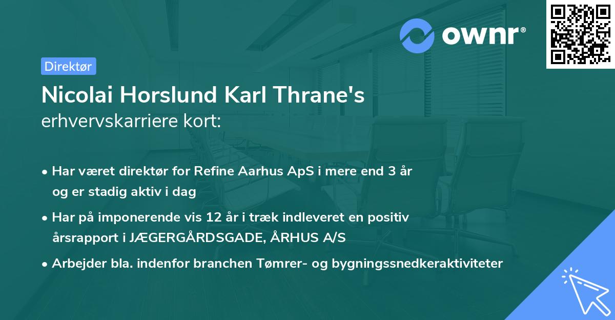 Nicolai Horslund Karl Thrane's erhvervskarriere kort