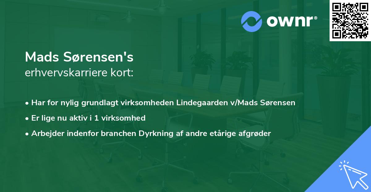 Mads Sørensen's erhvervskarriere kort