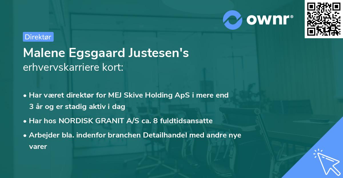 Malene Egsgaard Justesen's erhvervskarriere kort