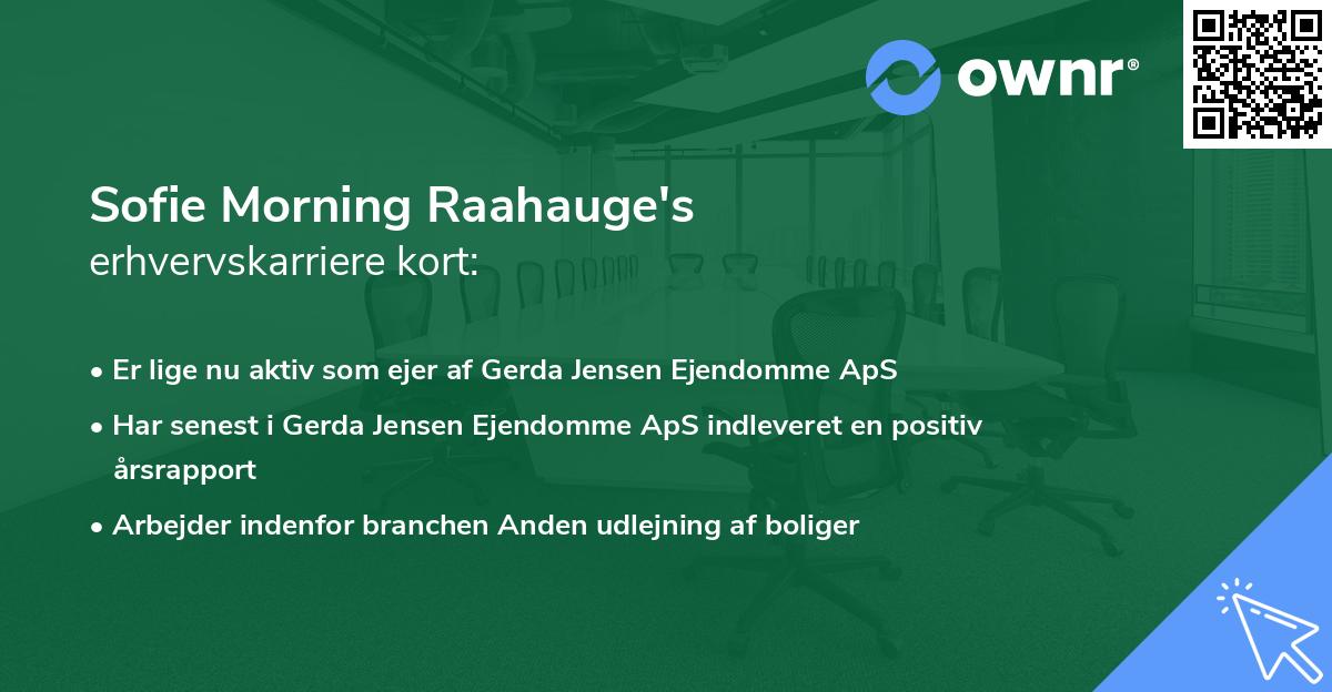 Sofie Morning Raahauge's erhvervskarriere kort