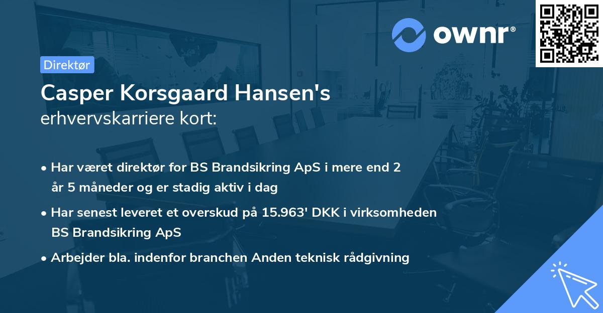 Casper Korsgaard Hansen's erhvervskarriere kort