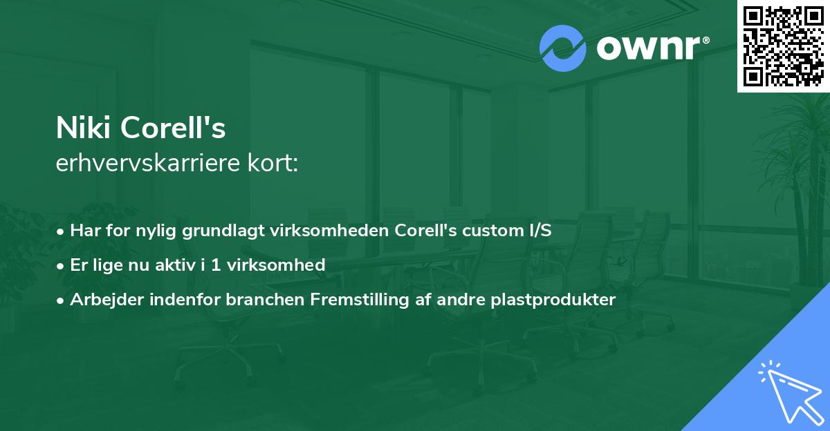 Niki Corell's erhvervskarriere kort