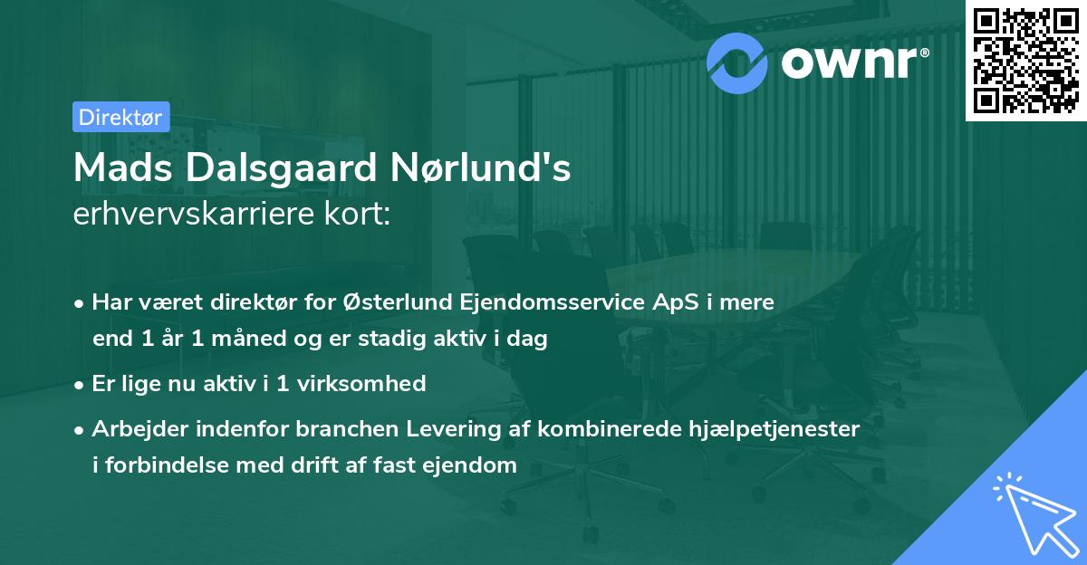 Mads Dalsgaard Nørlund's erhvervskarriere kort