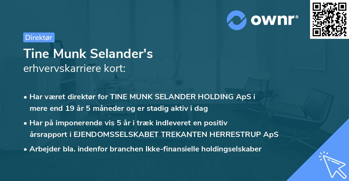 Tine Munk Selander's erhvervskarriere kort