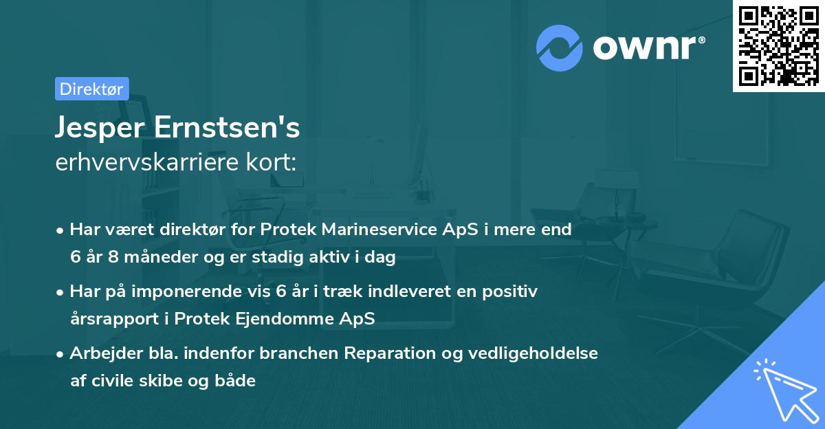 Jesper Ernstsen's erhvervskarriere kort
