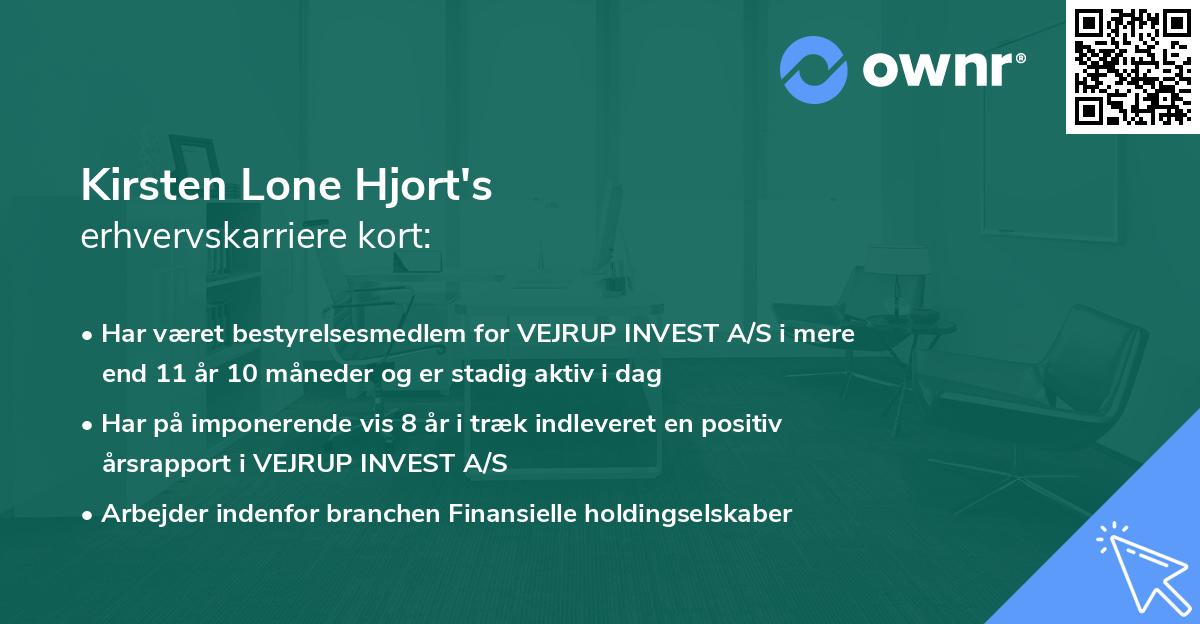 Kirsten Lone Hjort's erhvervskarriere kort
