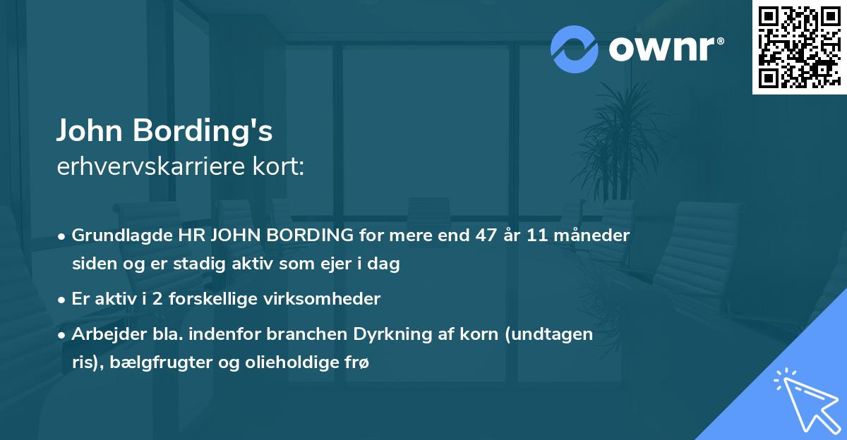 John Bording's erhvervskarriere kort