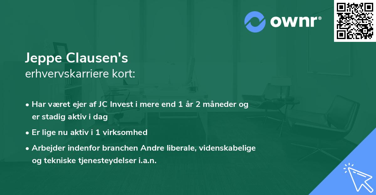 Jeppe Clausen's erhvervskarriere kort