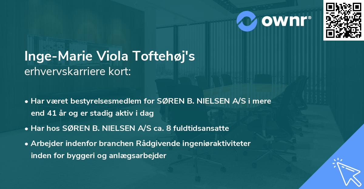 Inge-Marie Viola Toftehøj's erhvervskarriere kort