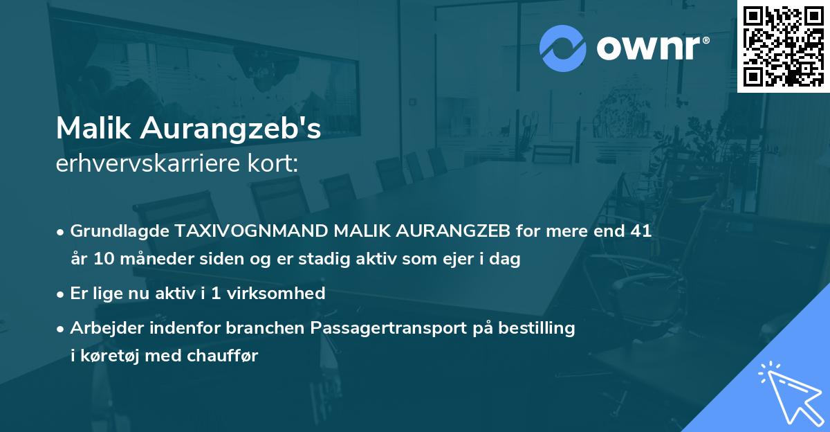 Malik Aurangzeb's erhvervskarriere kort