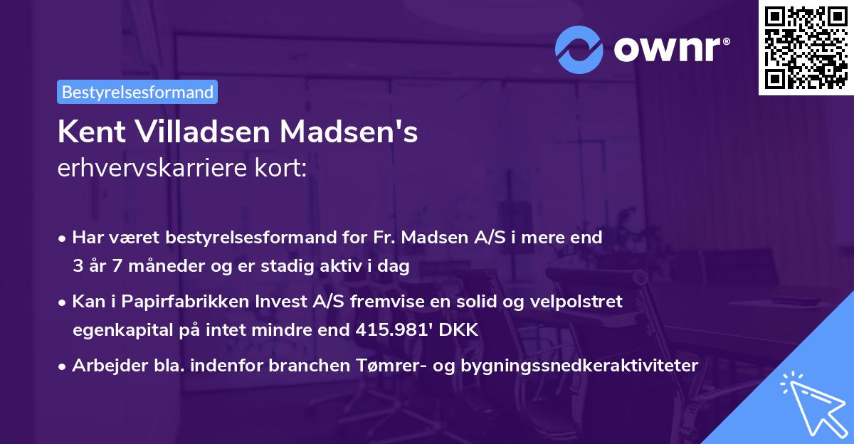 Kent Villadsen Madsen's erhvervskarriere kort