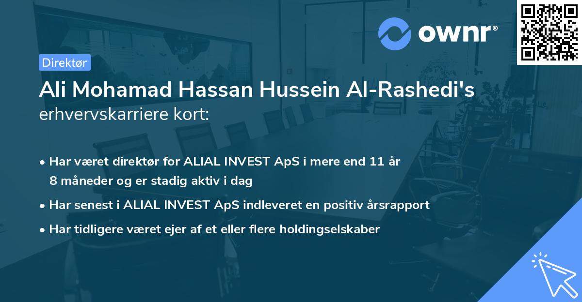 Ali Mohamad Hassan Hussein Al-Rashedi's erhvervskarriere kort