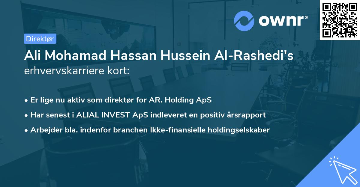 Ali Mohamad Hassan Hussein Al-Rashedi's erhvervskarriere kort