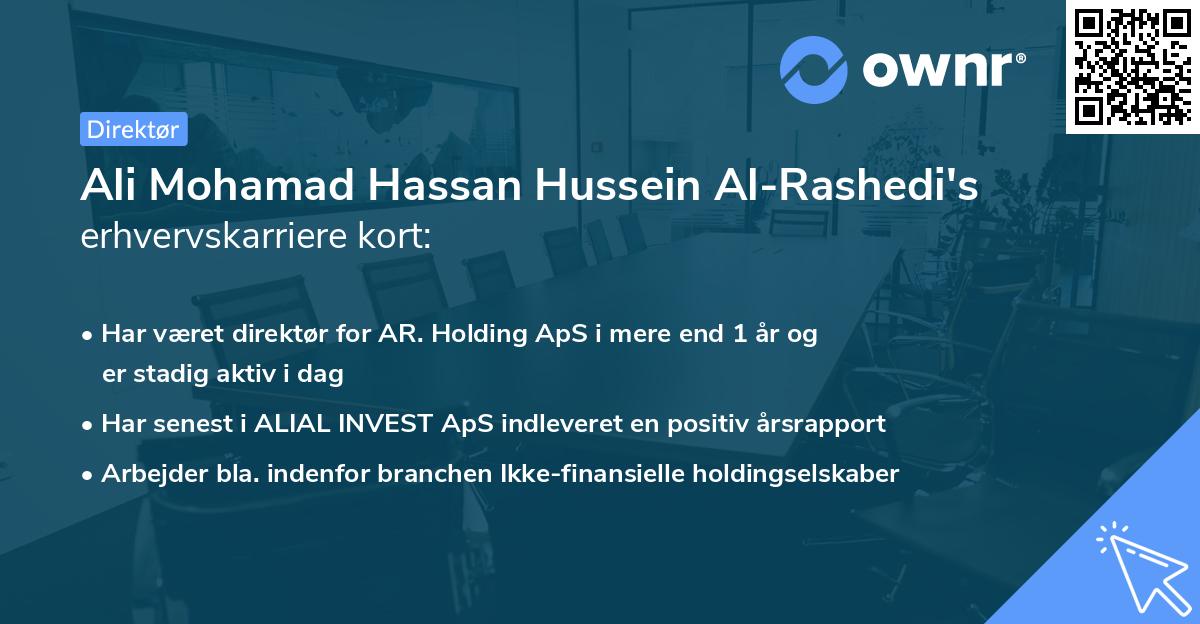 Ali Mohamad Hassan Hussein Al-Rashedi's erhvervskarriere kort