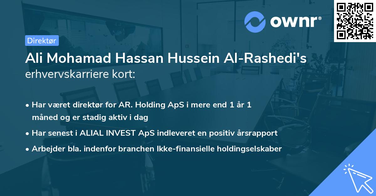 Ali Mohamad Hassan Hussein Al-Rashedi's erhvervskarriere kort
