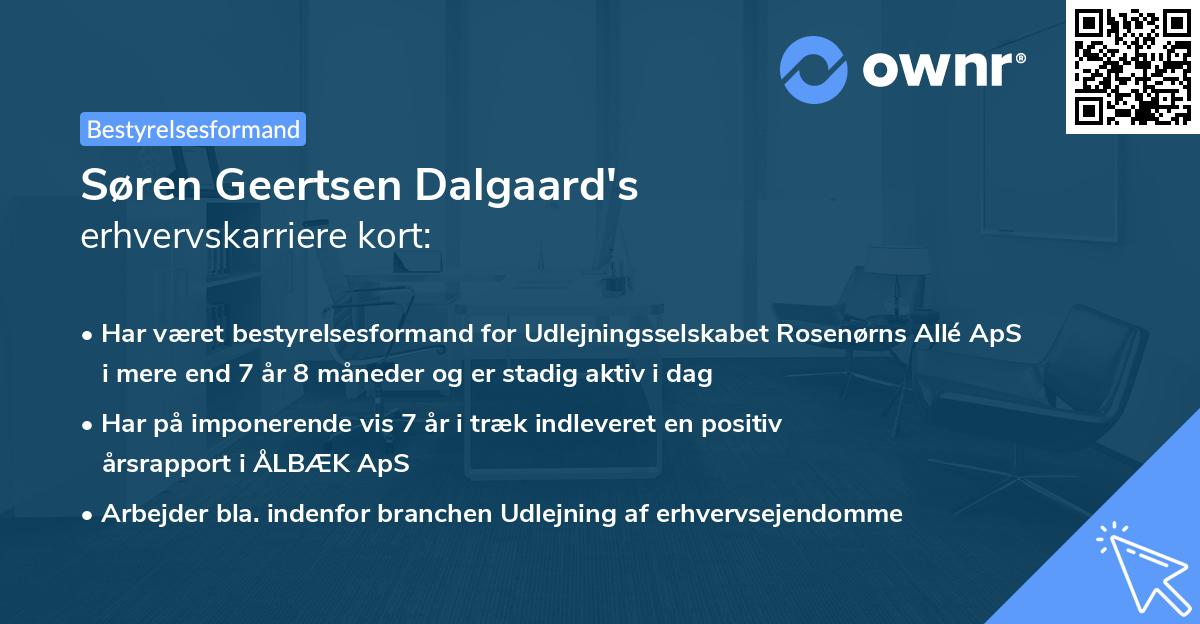 Søren Geertsen Dalgaard's erhvervskarriere kort