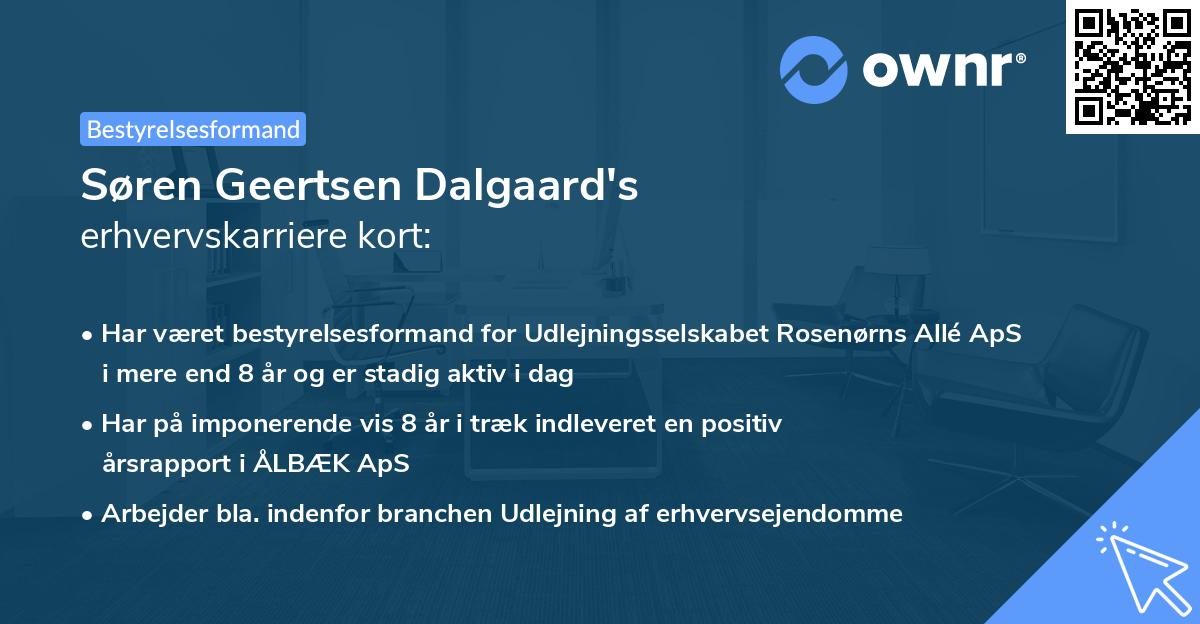 Søren Geertsen Dalgaard's erhvervskarriere kort
