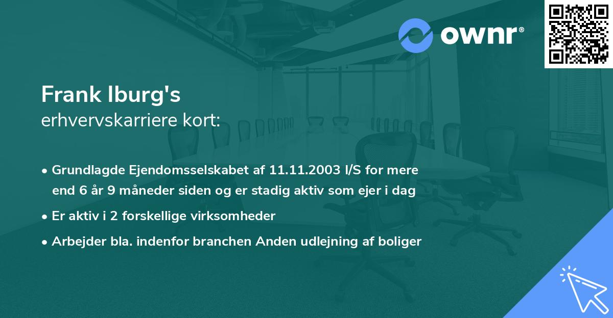Frank Iburg's erhvervskarriere kort