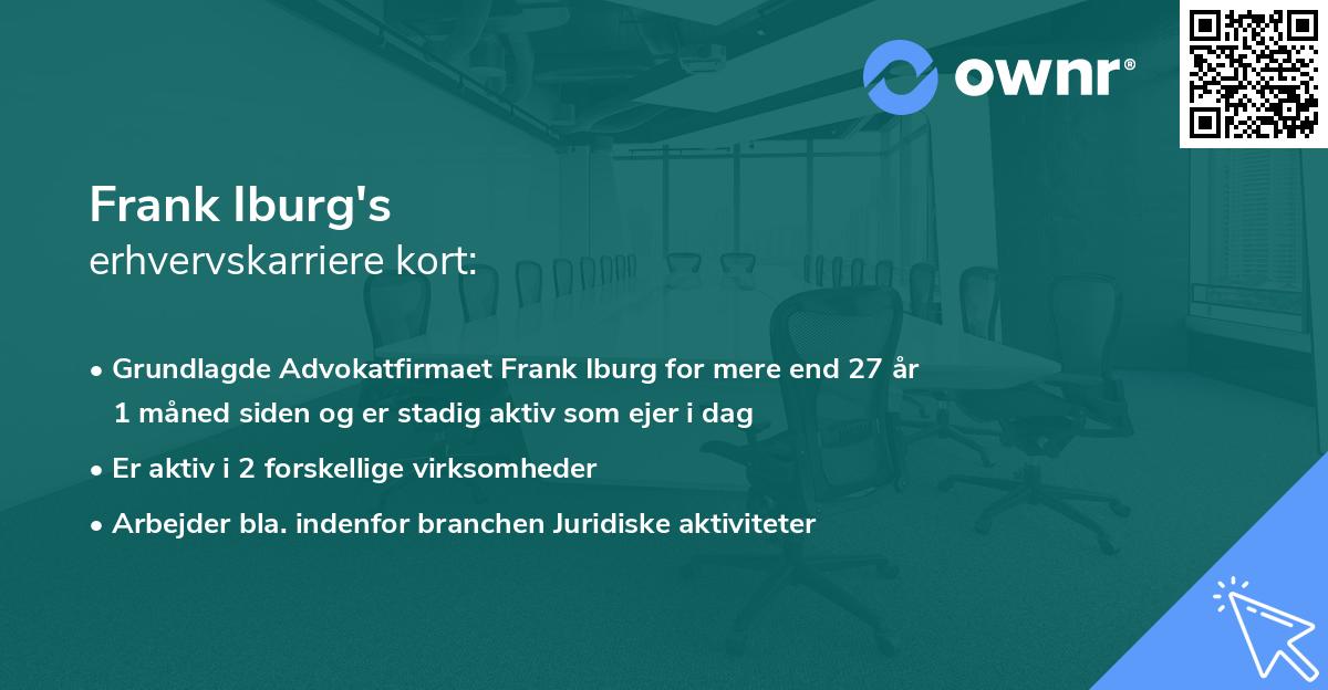 Frank Iburg's erhvervskarriere kort