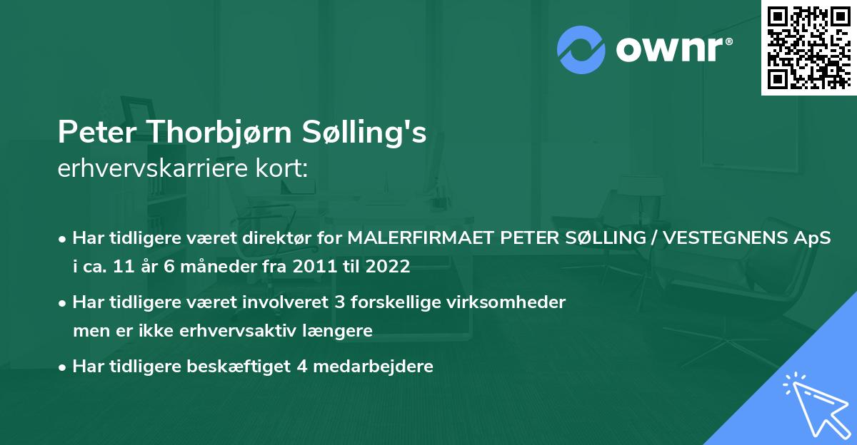 Peter Thorbjørn Sølling's erhvervskarriere kort