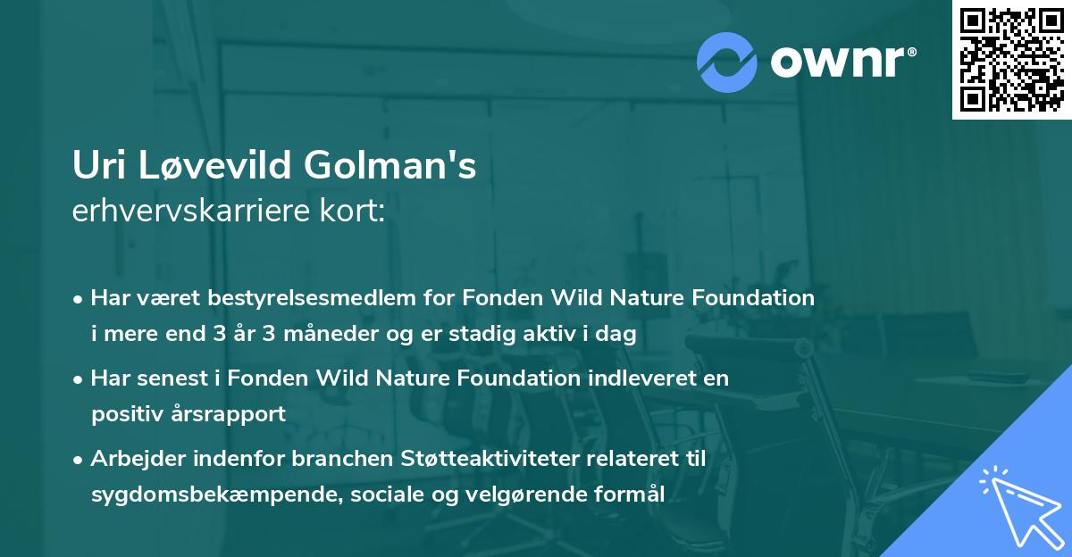 Uri Løvevild Golman's erhvervskarriere kort