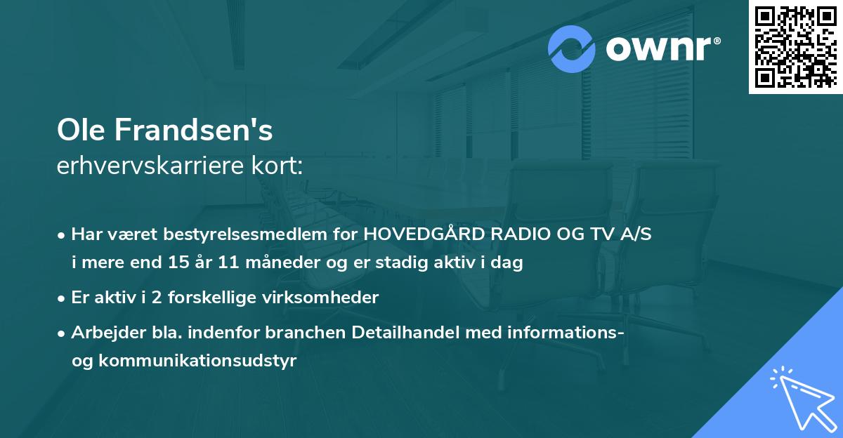 Ole Frandsen's erhvervskarriere kort