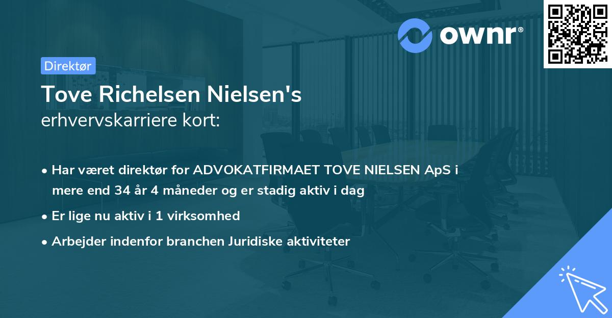 Tove Richelsen Nielsen's erhvervskarriere kort