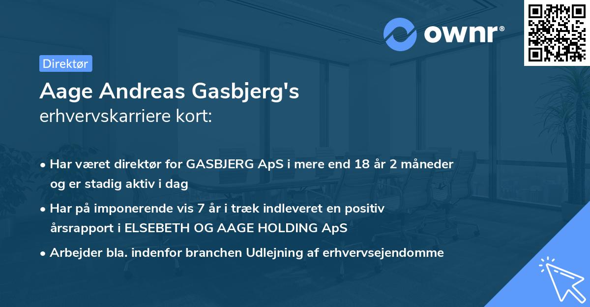 Aage Andreas Gasbjerg's erhvervskarriere kort