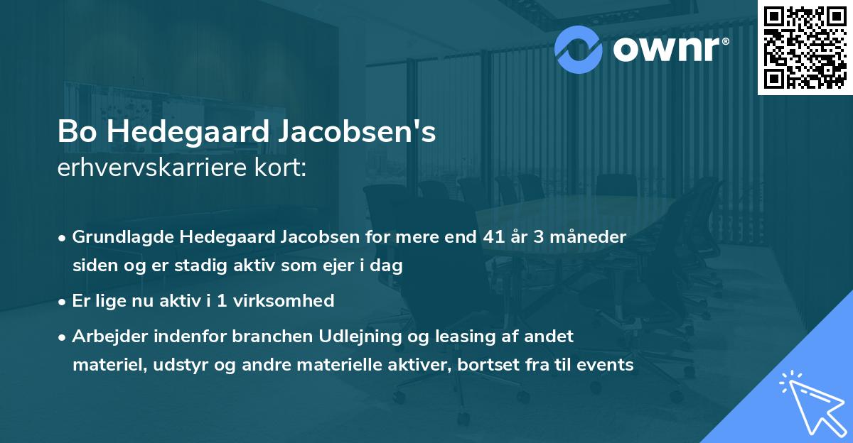 Bo Hedegaard Jacobsen's erhvervskarriere kort