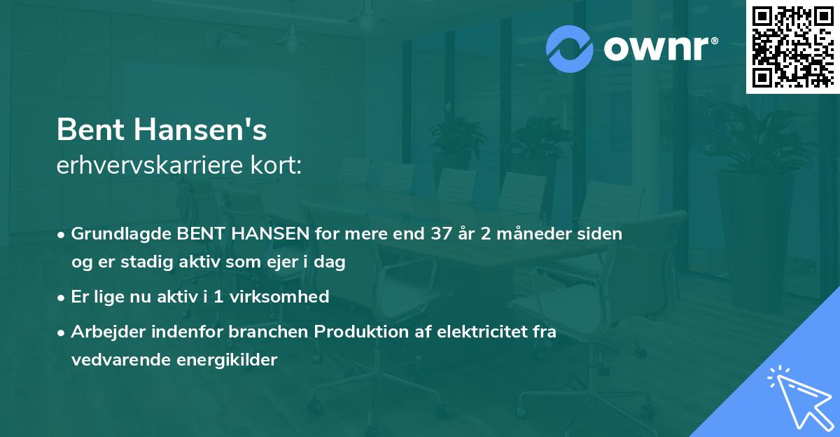 Bent Hansen's erhvervskarriere kort