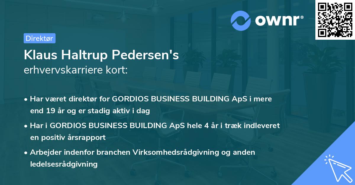 Klaus Haltrup Pedersen's erhvervskarriere kort